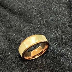 Size 10 rose gold tungsten wedding band with pearl inlay